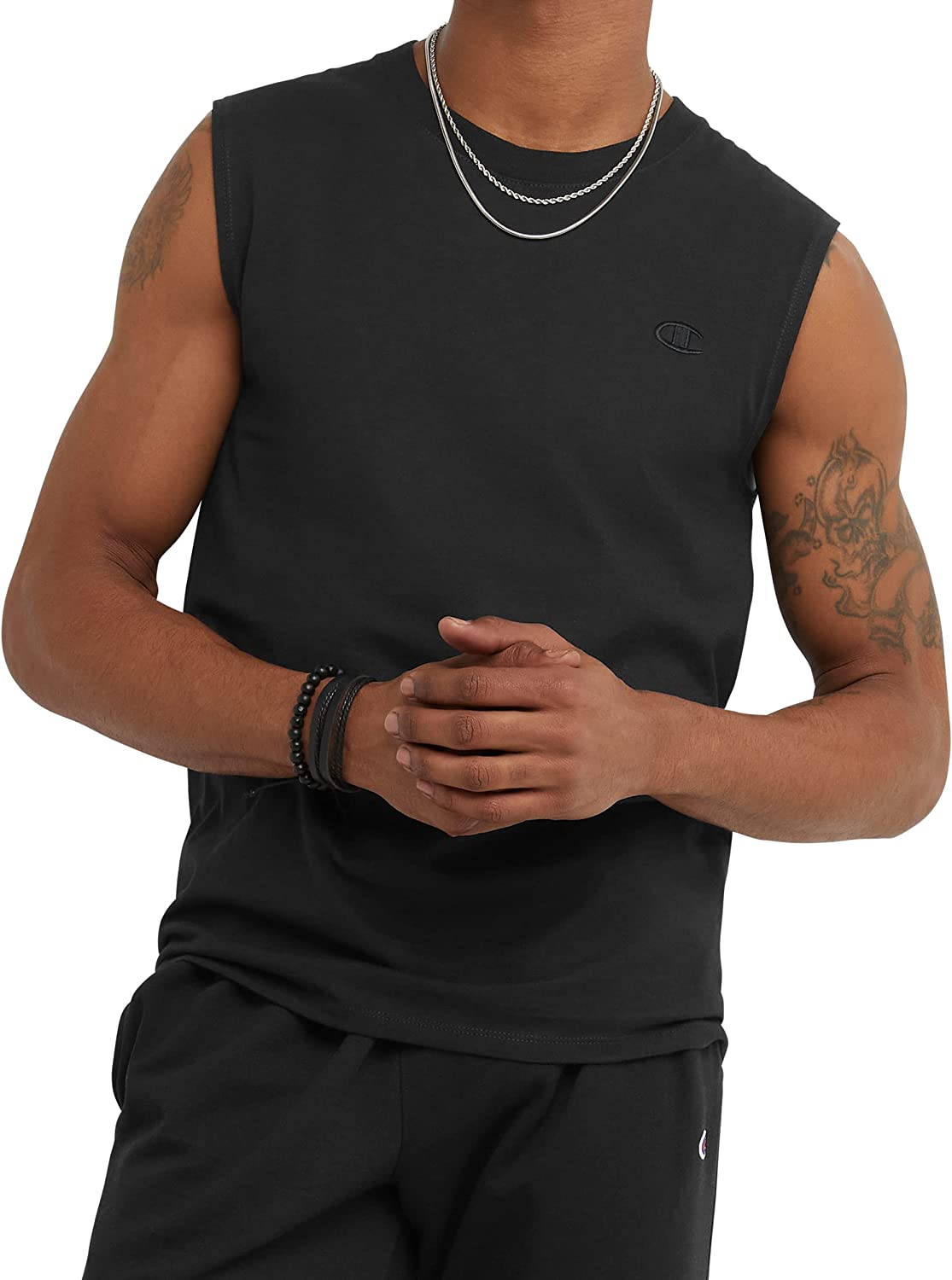 Champion Men's Classic Cotton Muscle Tee, Pure Cotton Muscle T-Shirt, Basic Muscle Tee for Men
