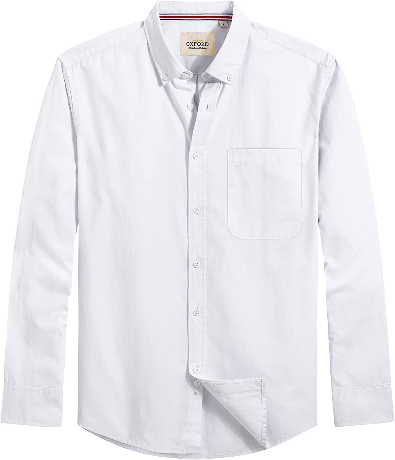 J.Ver Men’s Oxford Shirts Long Sleeve Cotton Casual Button Down Shirt Solid Dress Shirt with Pocket
