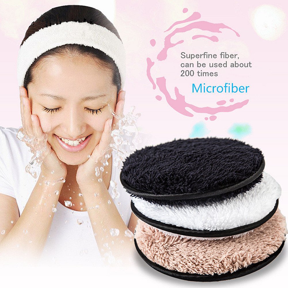 Reusable Makeup Remover Pads, Premium Microfiber Cloth, Removes Makeup with Just Water for Face, Oil Free, Chemical Free, Hypoallergenic 3 Pack