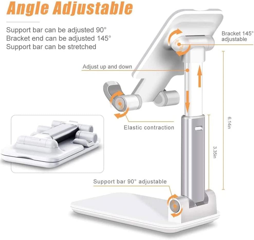 Manlosen Cell Phone Stand, Aluminum Phone Stand for Desk - Adjustable Mobile Phone Stand for Desk, Case Friendly Compatible with All Mobile Phone/iPad/Kindle/Tablet Phone Dock (Black-1)