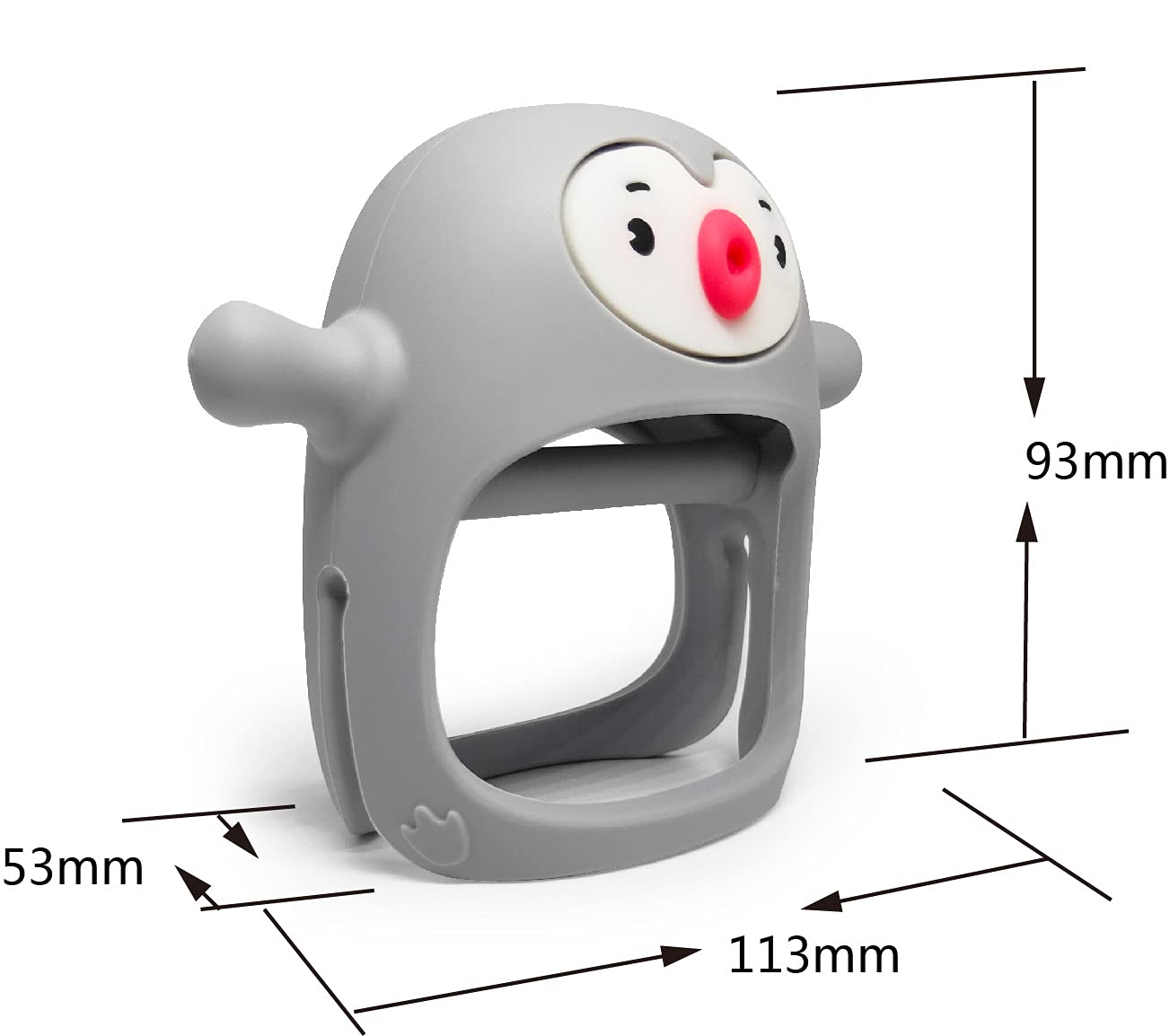 Smily Mia Penguin Baby Teething Toys for 3-6Months, Infant Handheld Pacifiers 0-6Months, 3Months Old Baby Must Haves, 4months Old Toys for Babies, Light Grey…