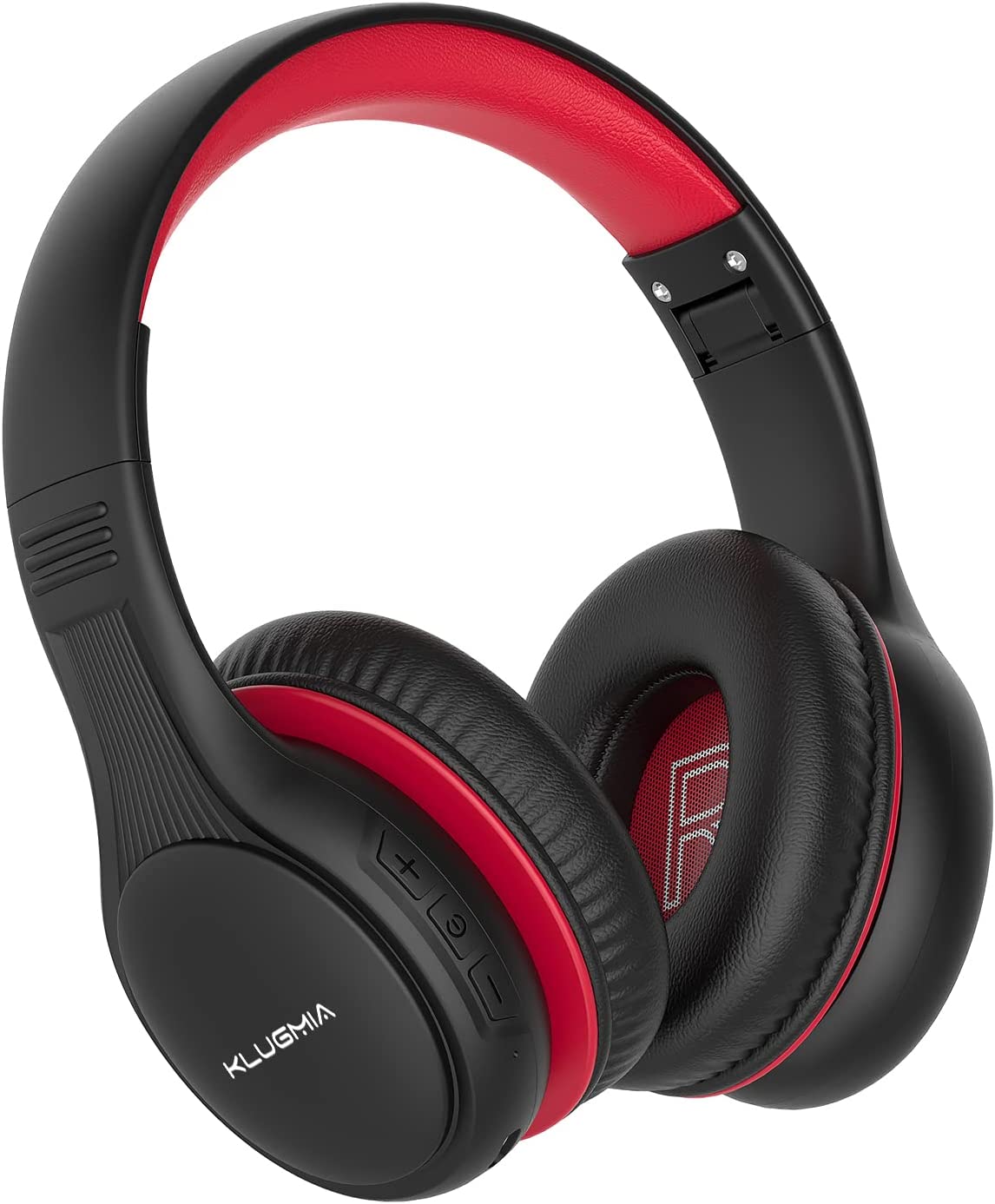 KLUGMIA Kids Bluetooth Headphones, 85/94dB Volume Limited Kids Headphones, Over Ear Toddler Headphones with Built-in Mic, Bluetooth 5.0, Foldable Wireless Headphones for Kids (Black red)