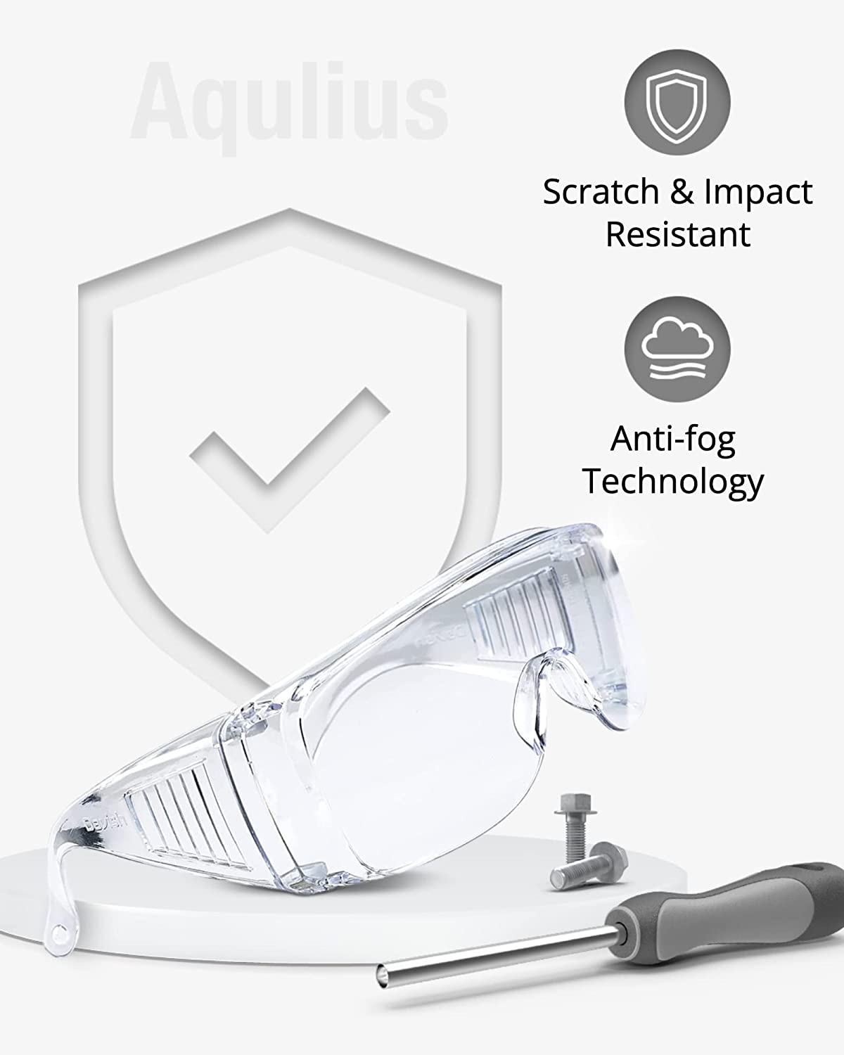 Bulk Pack Safety Glasses Over Eyeglasses (Anti-Fog &amp; Scratch Resistant) Clear Eye Protection - OTG Safety Goggles