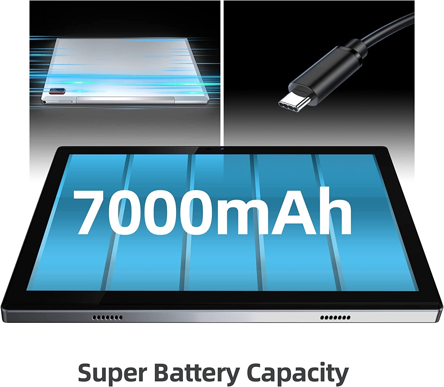BYYBUO SmartPad T10 2026 Full HD 10.1 inch Android 11 Tablet, Octa-Core 2.0 GHz Processor, New Upgrade 7000mAh Battery Capacity, 32GB ROM 1920x1200 Resolution (5G WiFi+ Bluetooth)，Gray