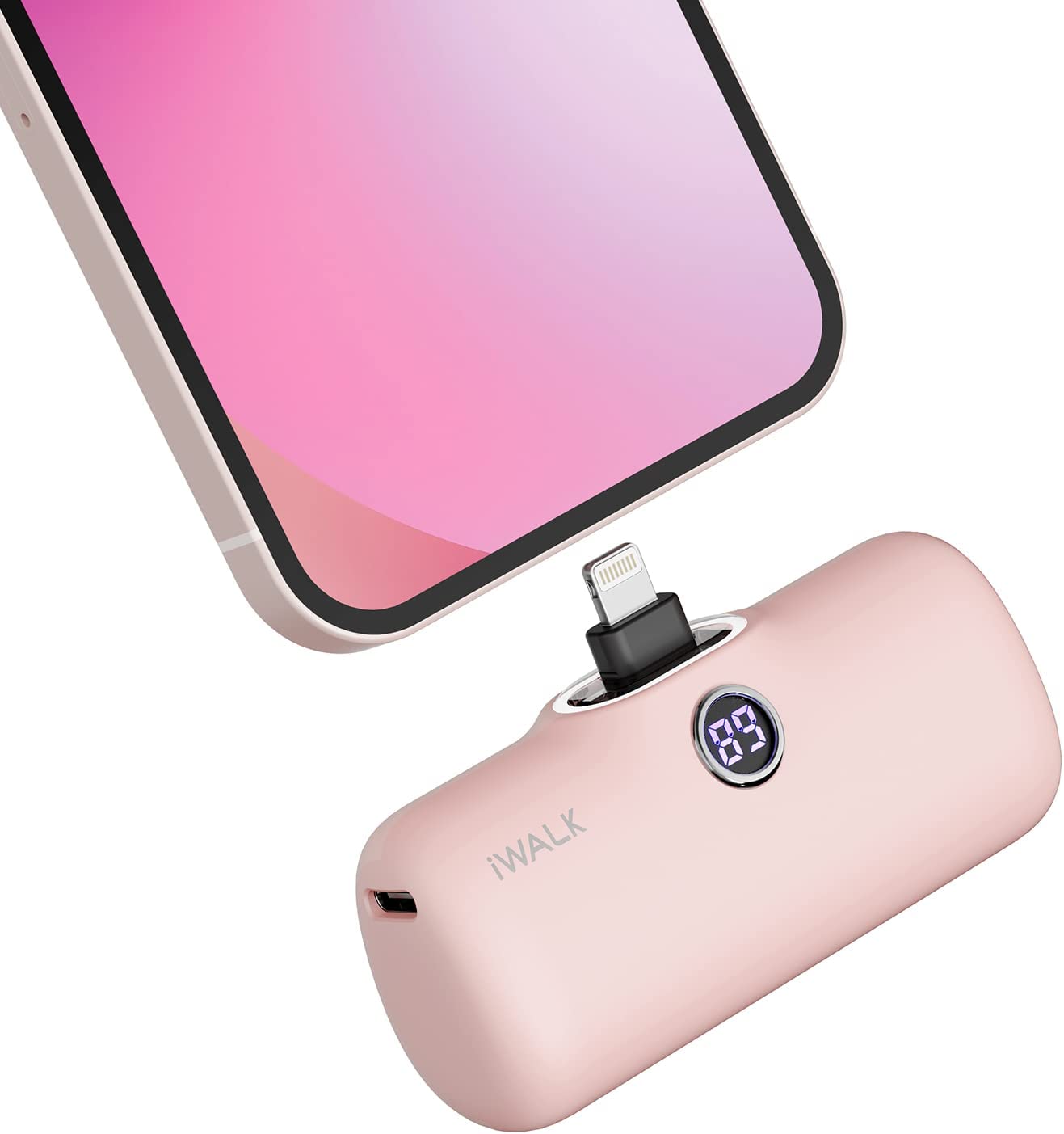 iWALK LinkPod Portable Charger 4800mAh Power Bank PD Fast Charging Small Docking Battery with LED Display Compatible with iPhone 14/14 Pro Max/13/13 Pro Max/12/12 Pro/11/X/8/7/6,Purple