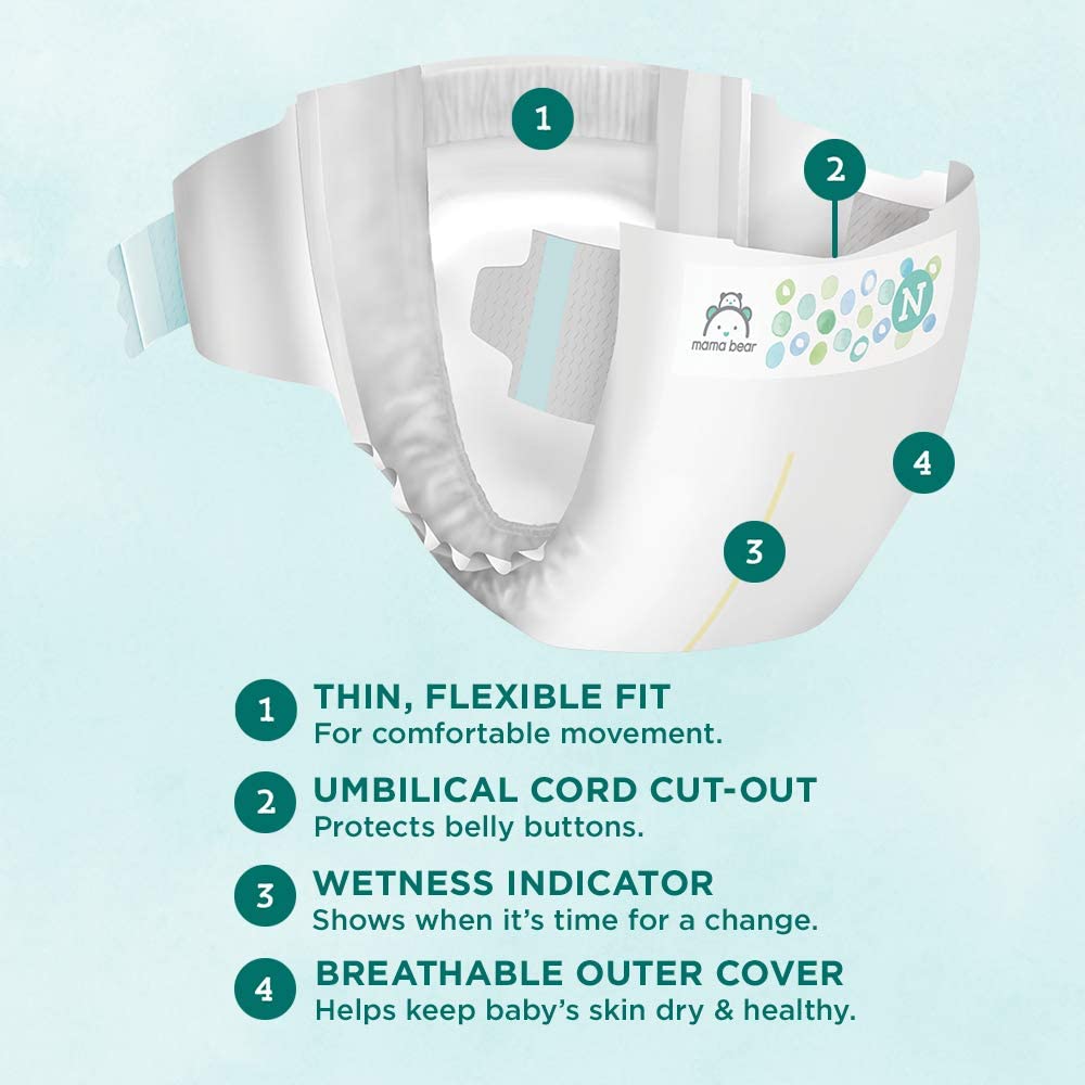  Brand - Mama Bear Gentle Touch Diapers， Hypoallergenic， Size 1， 196 Count (4 packs of 49)