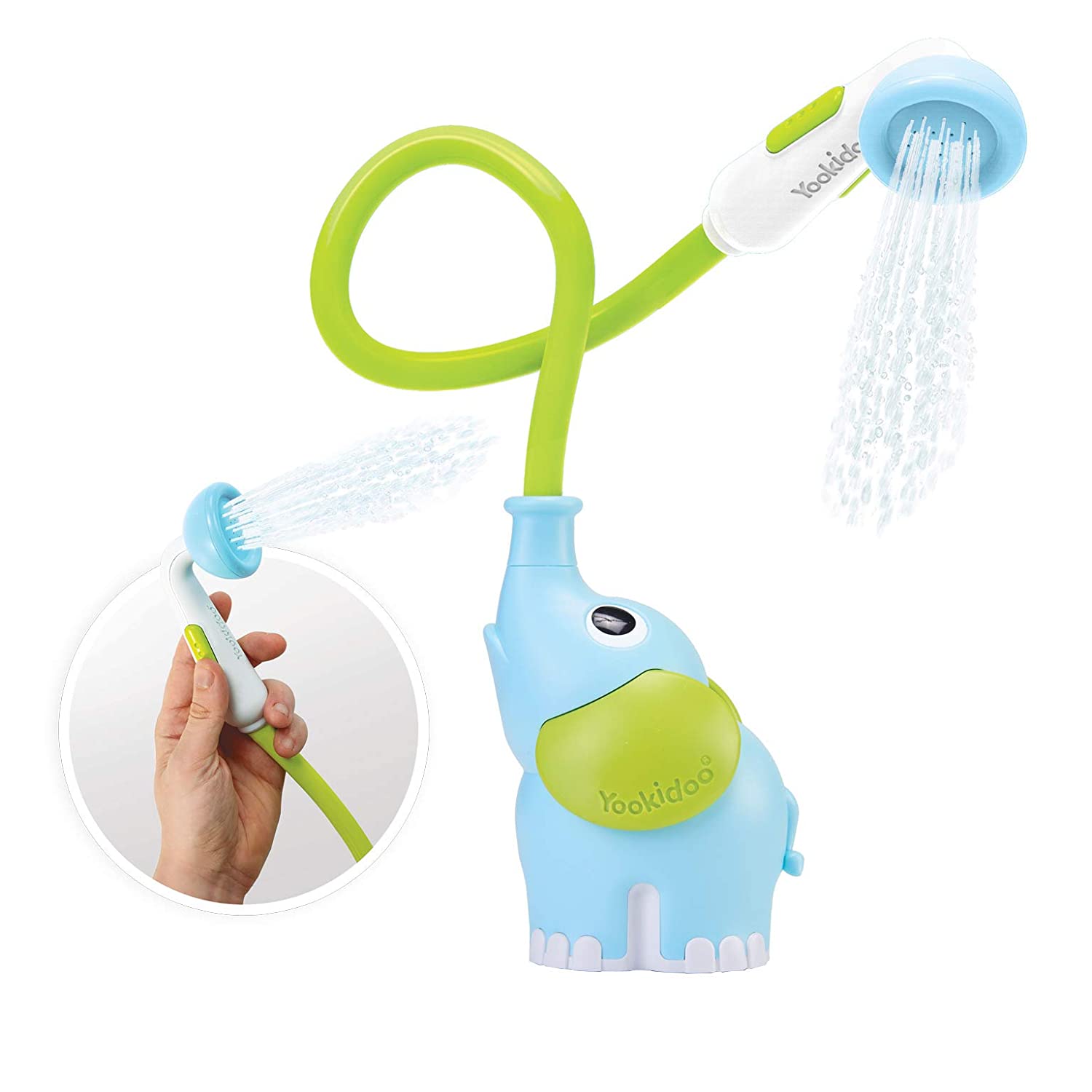 Yookidoo Baby Bath Shower Head - Elephant Water Pump with Trunk Spout Rinser - Control Water Flow from 2 Elephant Trunk Knobs for Maximum Fun in Tub or Sink for Newborn Babies(Pink)