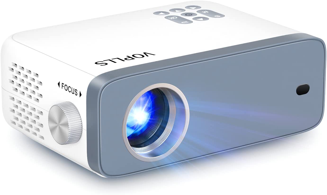 Mini Projector, VOPLLS 1080P Full HD Supported Video Projector, Portable Outdoor Home Theater Movie Projector, 50% Zoom, Compatible with HDMI, USB, AV, Smartphone/Tablet/Laptop/PC/TV Box