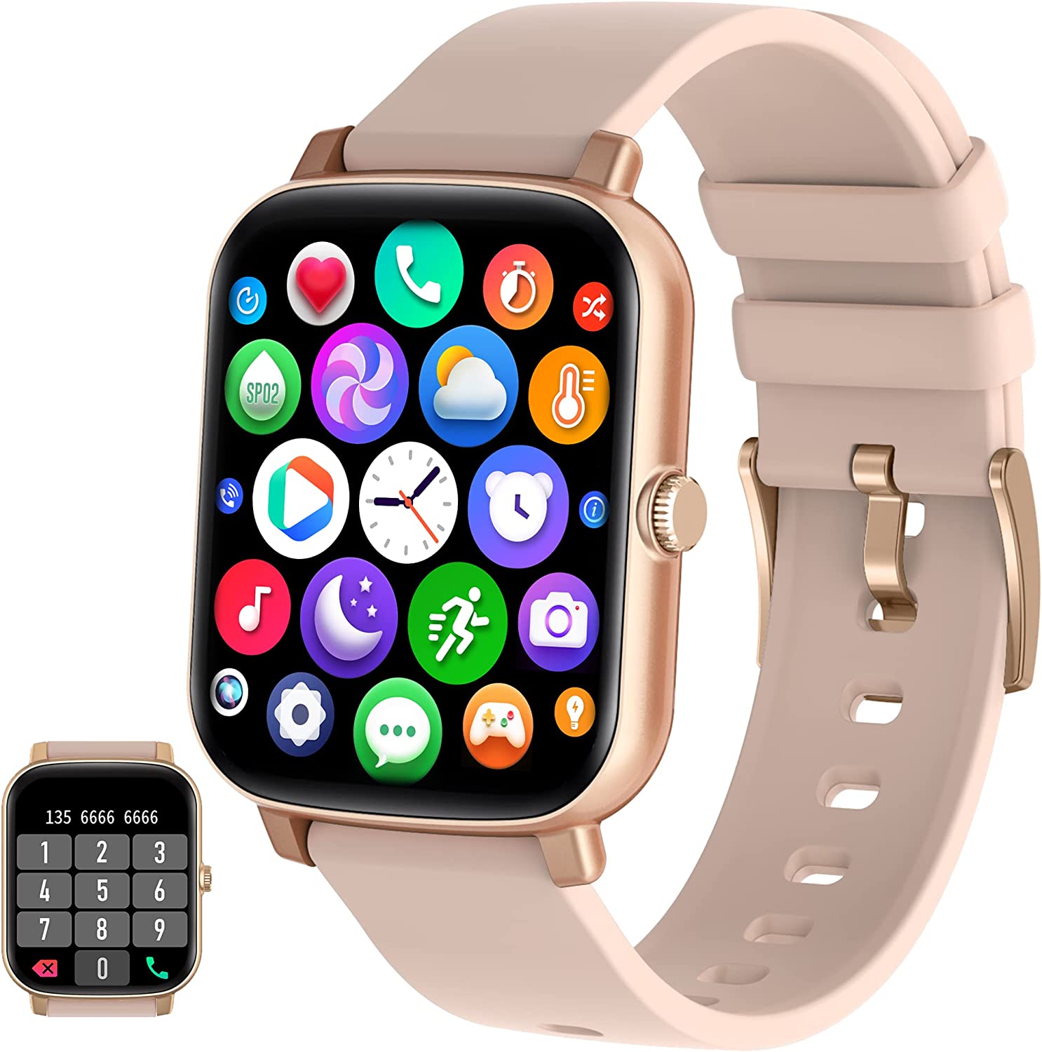 1.7'' Phone Smart Watch Answer/Make Calls, Fitness Watch with AI Control Call/Text, Android Smart Watch for iphone Compatible, Full Touch Smartwatch for Women Men, Heart Rate/Sleep Monitor Watch