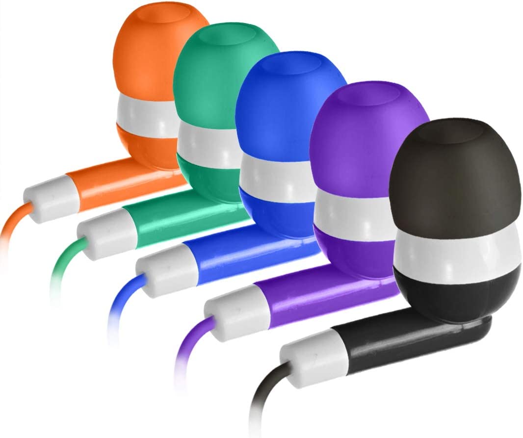 Keewonda Earbuds Bulk 30 Pack Multi Color for Kids Classroom Earbuds Wired Stereo in Ear Wholesale Earbuds Headphones Earphones for Children Students Teachers School