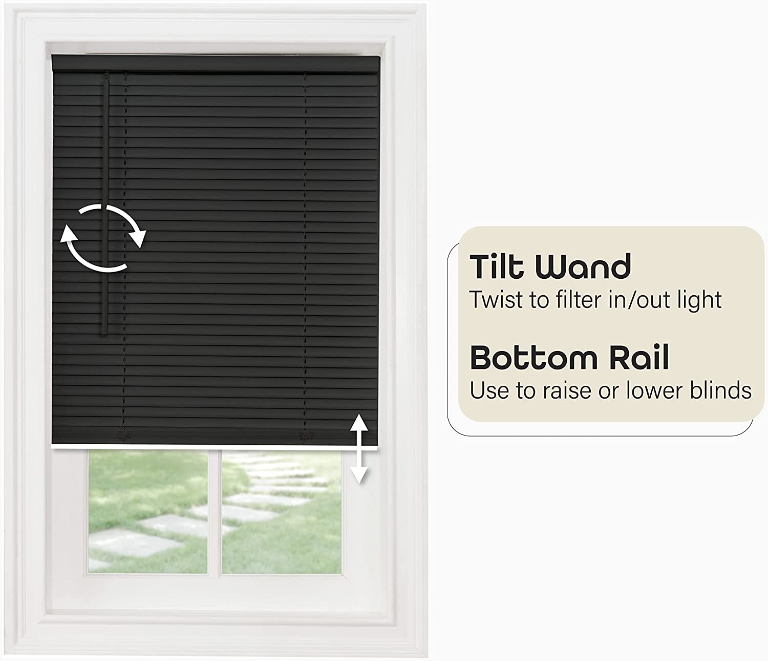 Cordless Light Filtering Mini Blind - 25 Inch Length, 64 Inch Height, 1" Slat Size - Pearl White - Cordless GII Morningstar Horizontal Windows Blinds for Interior by Achim Home Decor