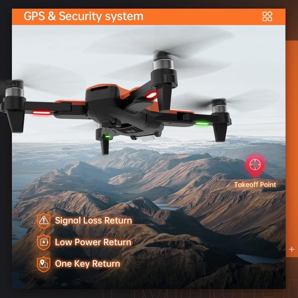 GPS Drone with Camera for Adults 4K UHD, Brushless Motor, GPS Auto Return, 5GHz FPV RC Quadcopter Auto Return Home, Altitude Hold, Follow Me, Custom Flight Path, Easy to Use for Beginner, 2 Batteries 