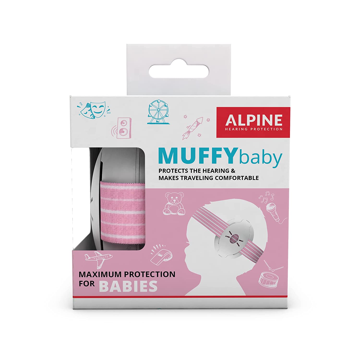 Alpine Muffy Baby Ear Protection for Babies and Toddlers up to 36 Months - CE & ANSI Certified - Noise Reduction Earmuffs - Comfortable Baby Headphones Against Hearing Damage & Improves Sleep - Black