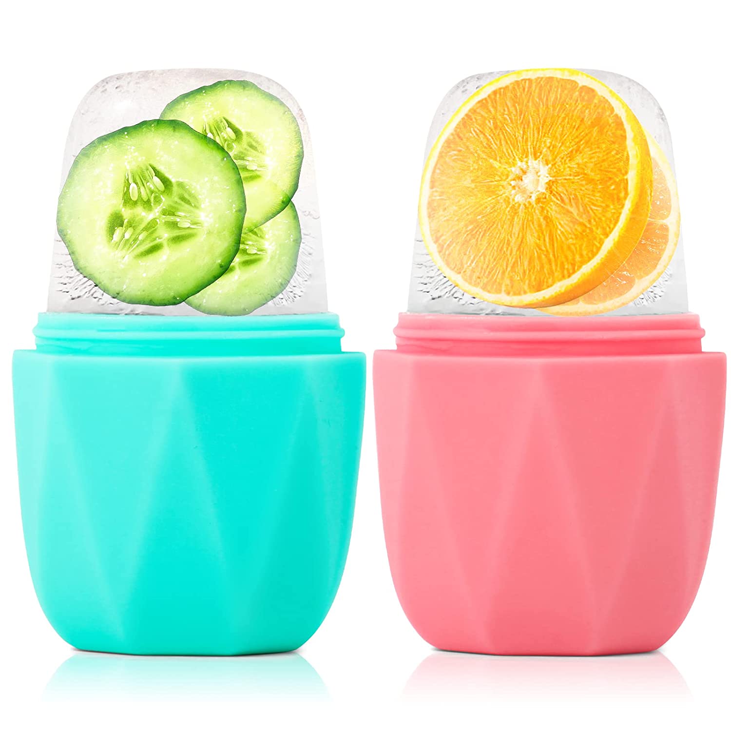 2Pack Ice Roller for Face, Qewro Silicone Ice Roller to Tone skin, Reusable Ice Roller for Face & Eye Puffiness Relief, Ice Roller Mold for Face and Neck, Facial Roller to Remove Fine Lines Puffiness 