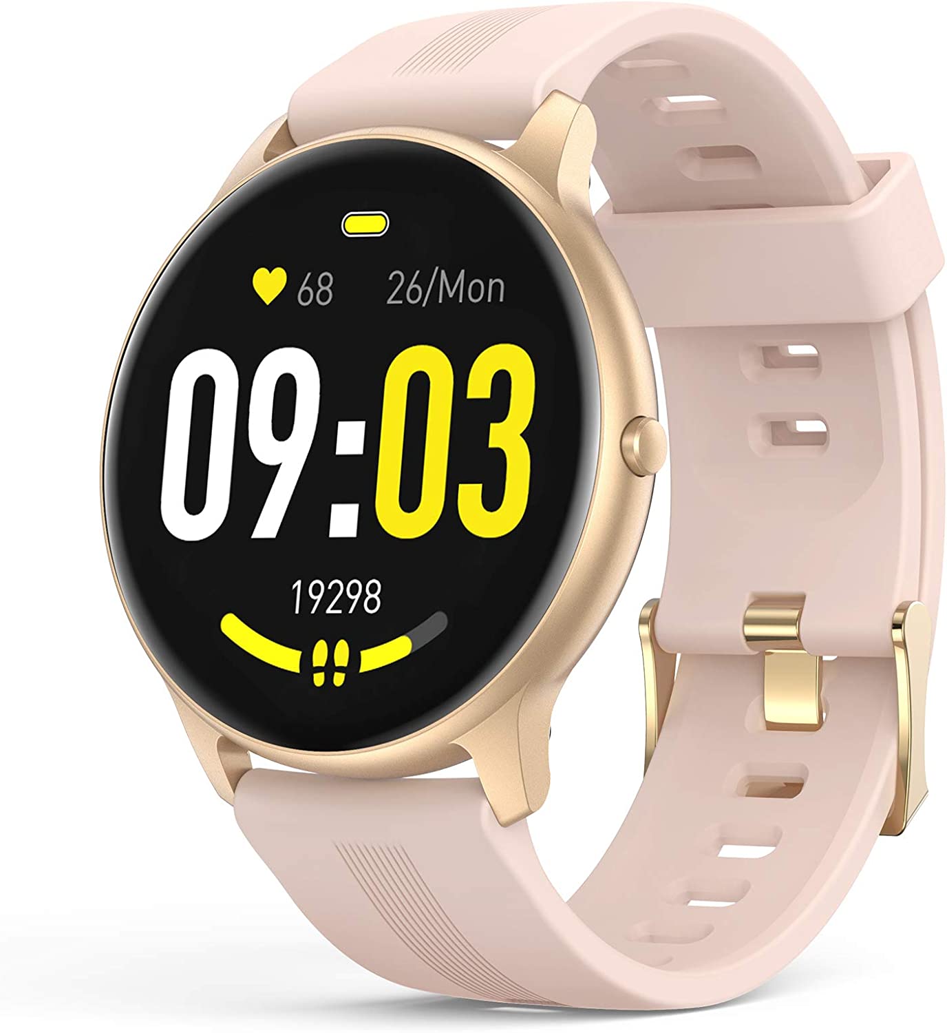 AGPTEK Smart Watch for Women, Smartwatch for Android and iOS Phones IP68 Waterproof Activity Tracker with Full Touch Color Screen Heart Rate Monitor Pedometer Sleep Monitor, Pink
