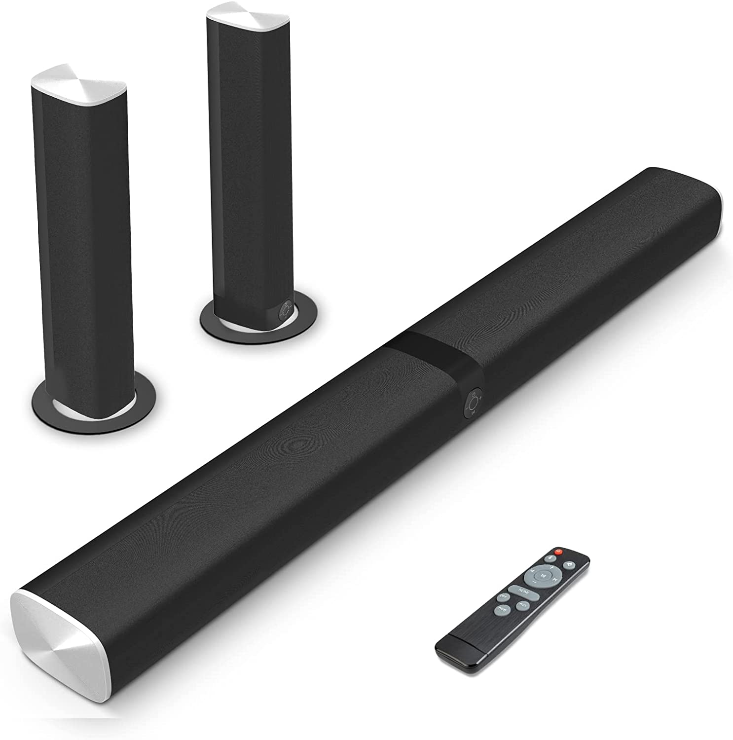Assistrust Sound Bar， KY8000 50W Soundbar for TV Wired &amp Bluetooth 5.0 with 4 Speakers Drivers 32 Inch Surround Sound， 2 in 1 Detachable