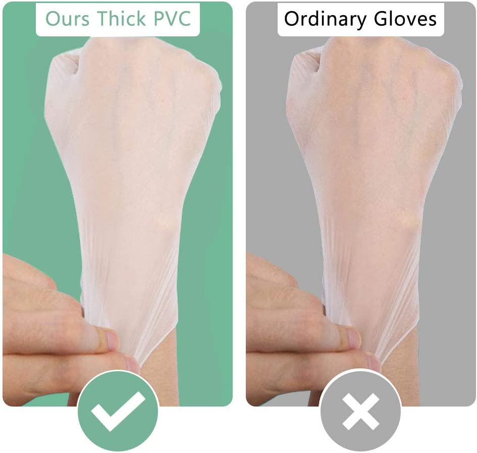 Squish Disposable Gloves, Clear Vinyl Gloves Latex Free Powder-Free Glove Cleaning Health Gloves for Kitchen Cooking Cleaning Food Handling, 100PCS/Box, Large
