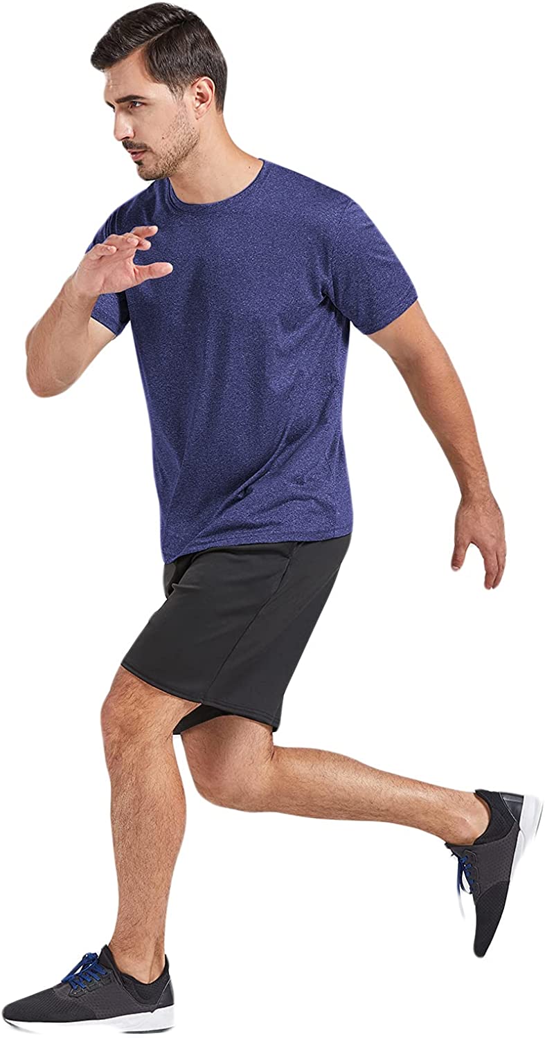 5 Pack Men's Dry Fit T Shirts, Athletic Running Gym Workout Short Sleeve Tee Shirts for Men