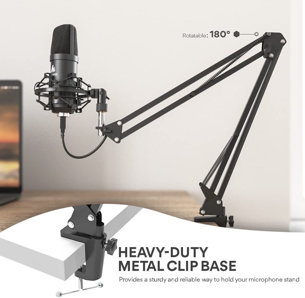 USB Microphone， MAONO 192KHZ/24Bit Plug &amp; Play PC Computer Podcast Condenser Cardioid Metal Mic Kit with Professional Sound Chipset for Recording， Gaming， Singing， YouTube (AU-A04)