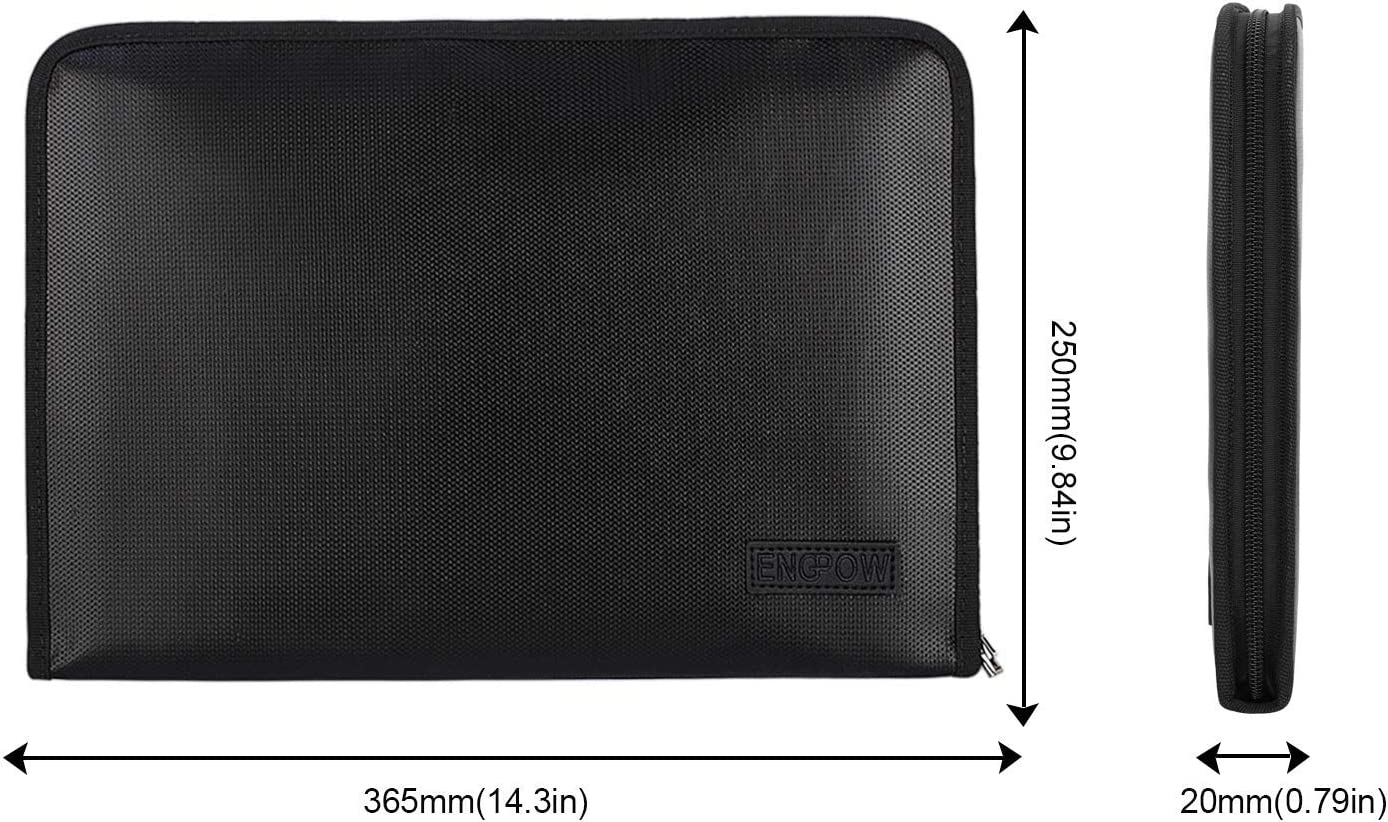 Fireproof File Folder Fireproof Fire and Water Resistant Money Document Bag with A4 Size 13 Pockets Zipper Closure Non-Itchy Silicone Coated Portable Filing Organizer Pouch(14.3" x 9.8")