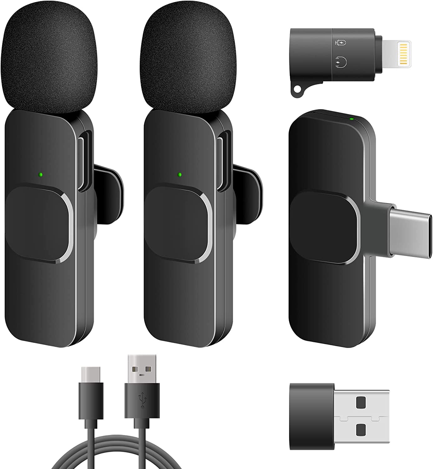 ABSGEEGA Wireless USB Lavalier Lapel Microphone for iPhone&amp; iPad&amp; Android Phones Professional Video Recording Lav Mic for YouTube Interview Vlog Livestream &amp; Podcast(NO APP or Bluetooth Ne
