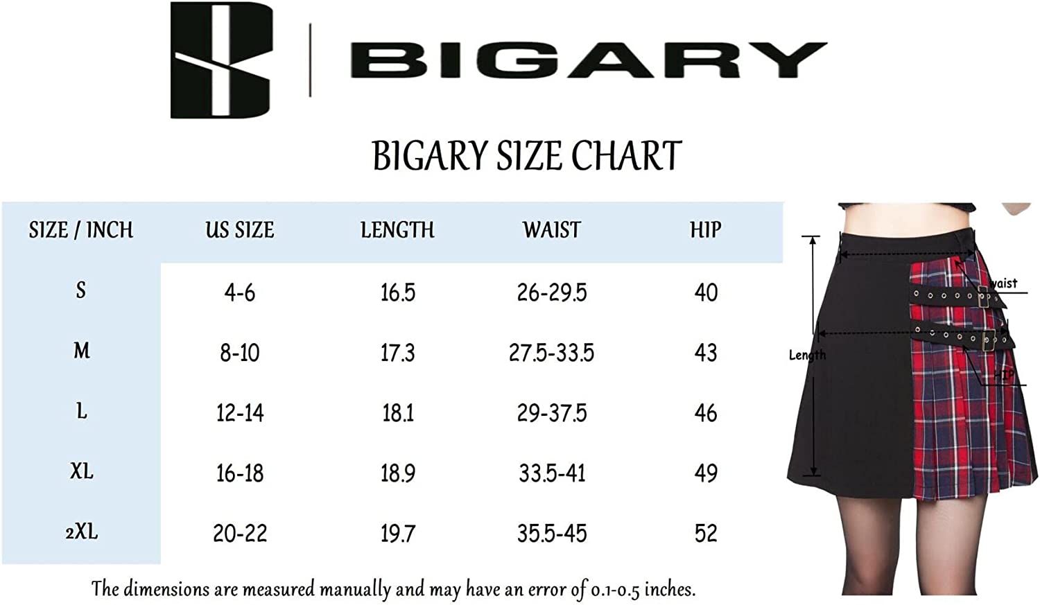 Bigary Women's Goth Skirt Gothic Punk Emo Plaid Pleated Short Skirt