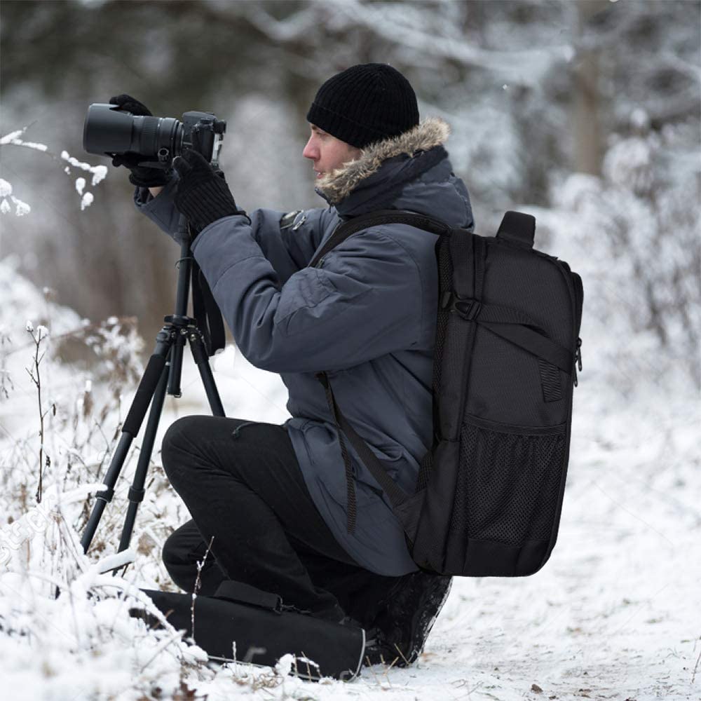 BERTASCHE Camera Backpack，DSLR/SLR Camera Bag Photography Backpack w/ 15.6" Laptop Compartment， Waterproof Camera Case for Photographer Nikon Canon Sony Camera and Lens Tripod Drone