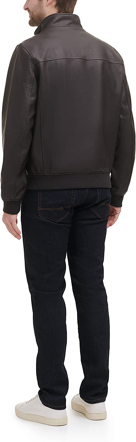 Tommy Hilfiger Men's Smooth Lamb Faux Leather Unfilled Bomber Jacket