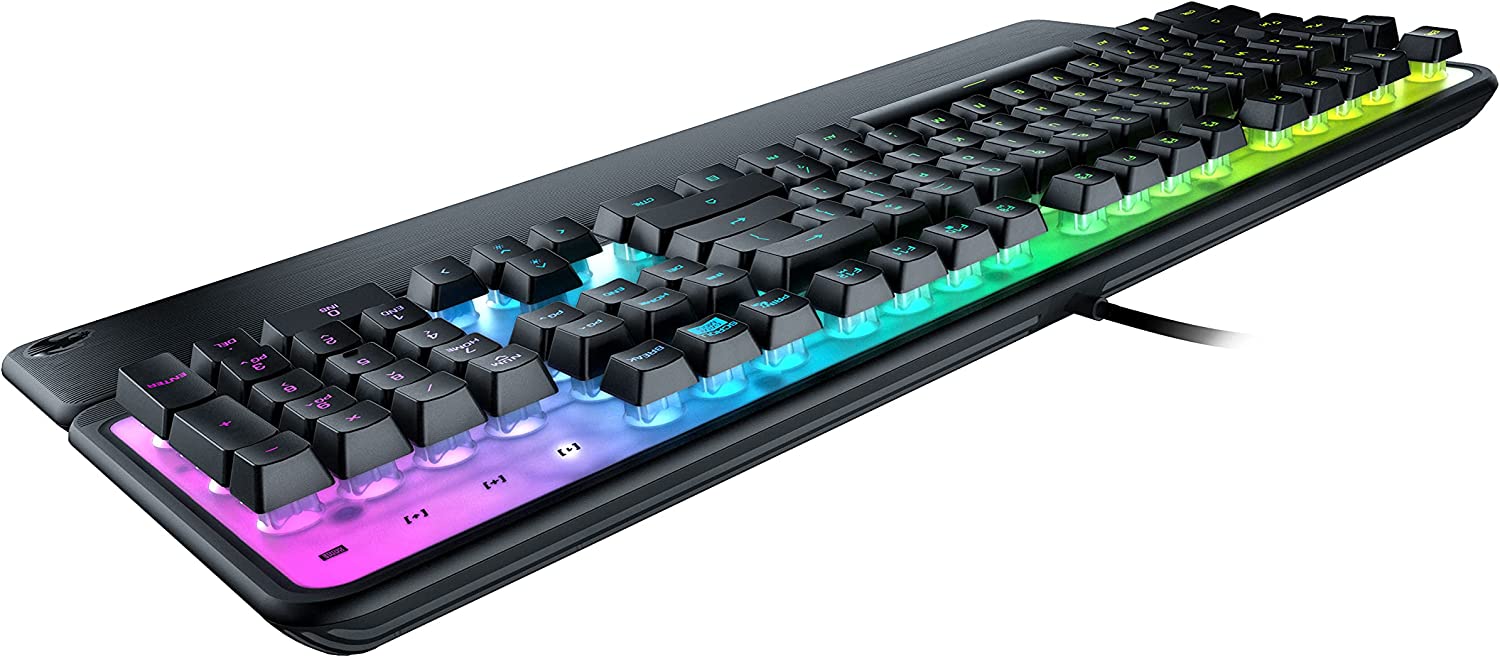 ROCCAT Magma Silent Membrane Switch PC Gaming Keyboard with 5 Zone/10 LED AIMO RGB Top Plate and Detachable Palm Rest - Black