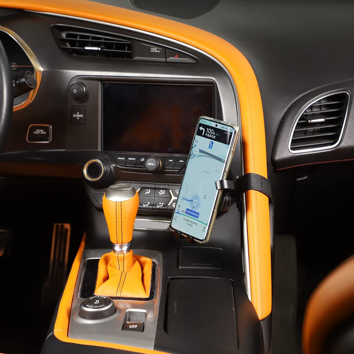 JONKOKO Car Central Control Armrest Car Phone Mount for Chevrolet Corvette C7 2014-2019 Auto Mobile Phone Holder Accessories