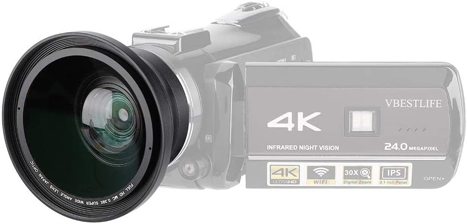37mm 0.39X Professional HD Wide Angle Lens with Macro Lens and 37mm Phone Clip for Camcorder DSLR Camera