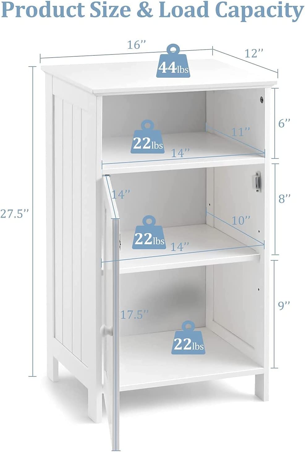 Safeplus Floor Bathroom Storage Cabinet, Small Floor Bathroom Organizer, Side Toilet Cabinet with Drawer and Door, White