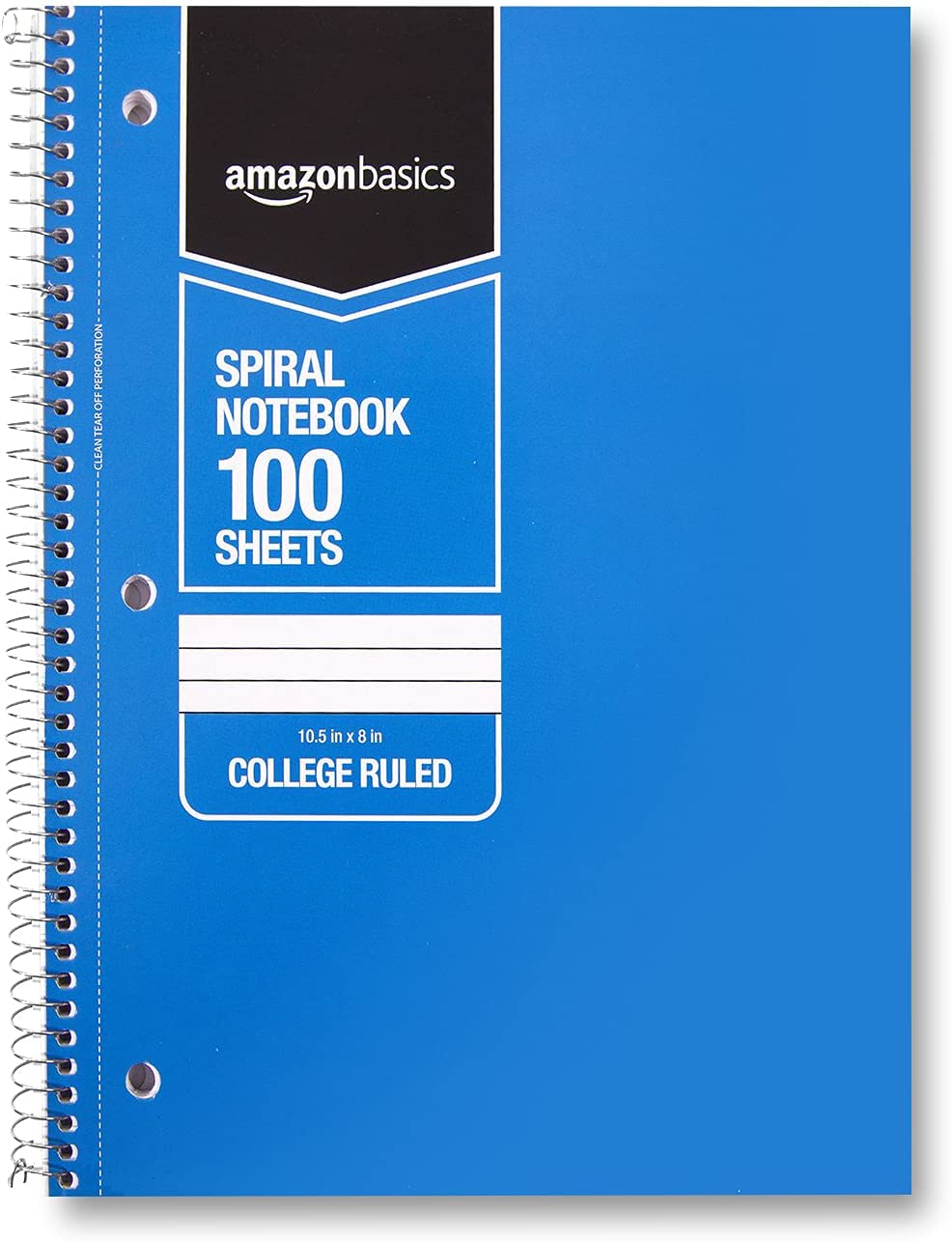  Basics College Ruled Wirebound Spiral Notebook, 100 Sheets - 5-Pack, Assorted Solid Colors