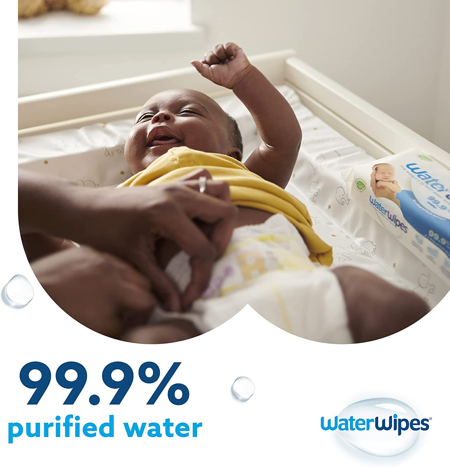 WaterWipes Plastic-Free Original Baby Wipes, 99.9% Water Based Wipes, Unscented & Hypoallergenic for Sensitive Skin, 540 Count (9 packs), Packaging May Vary