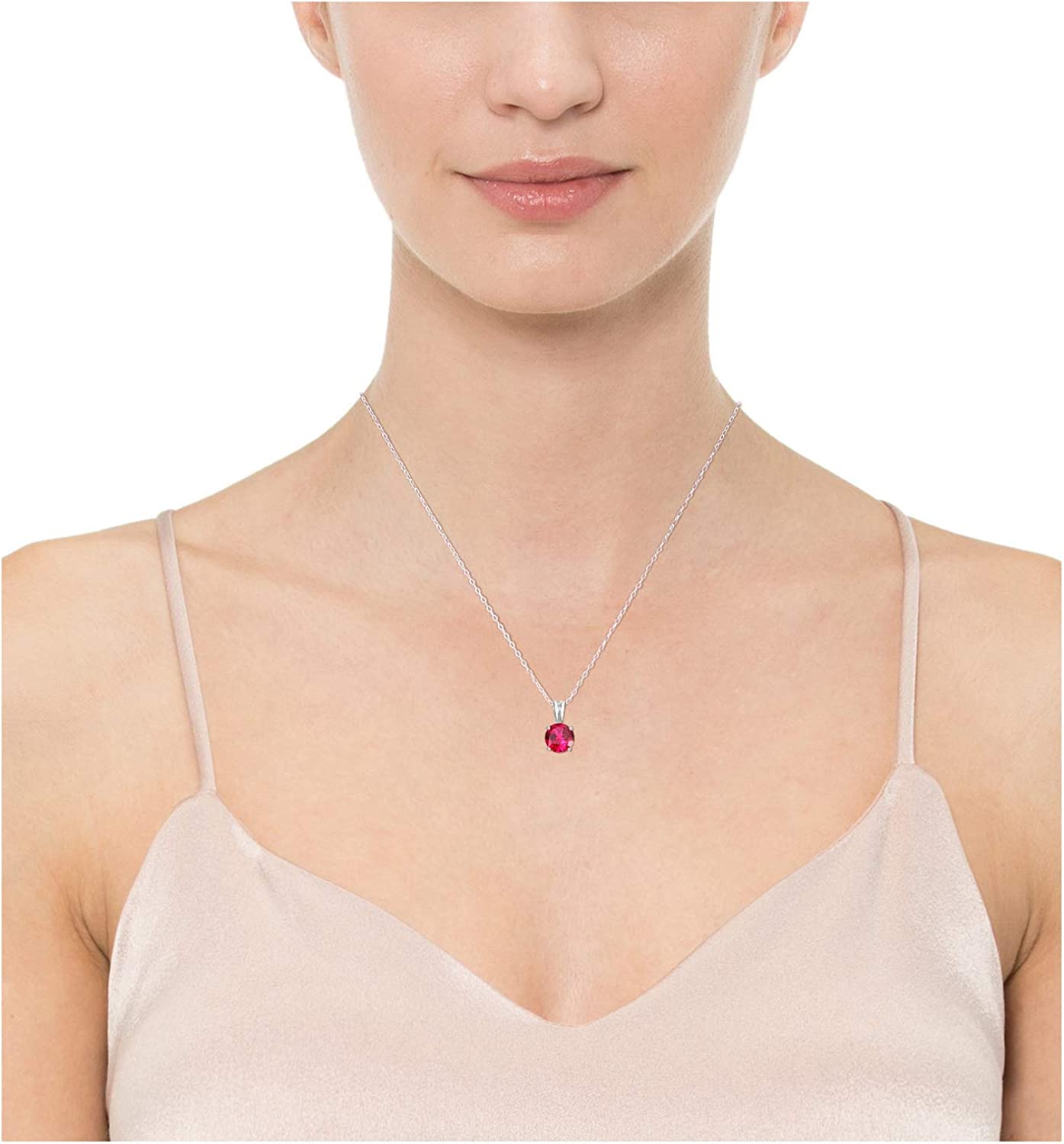 Argos Essentials Sterling Silver Genuine or Created Round Cut Birthstone Pendant Necklace, 18"