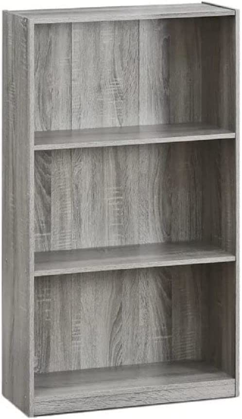 Furinno Basic 3-Tier Bookcase Storage Shelves， French Oak Grey