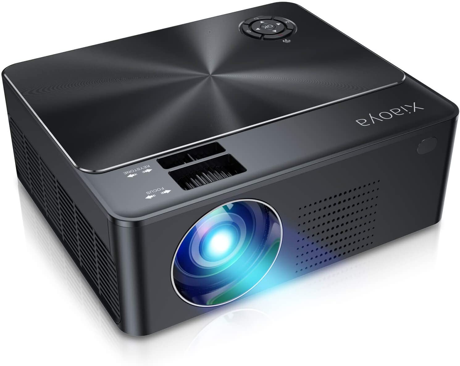 XIAOYA Outdoor Projector, HD Movie Projector Support 1080P, 4000 Lumens Home Theater Projector with HiFi Speaker, Compatible with HDMI, Fire Stick, USB(Black-w2)