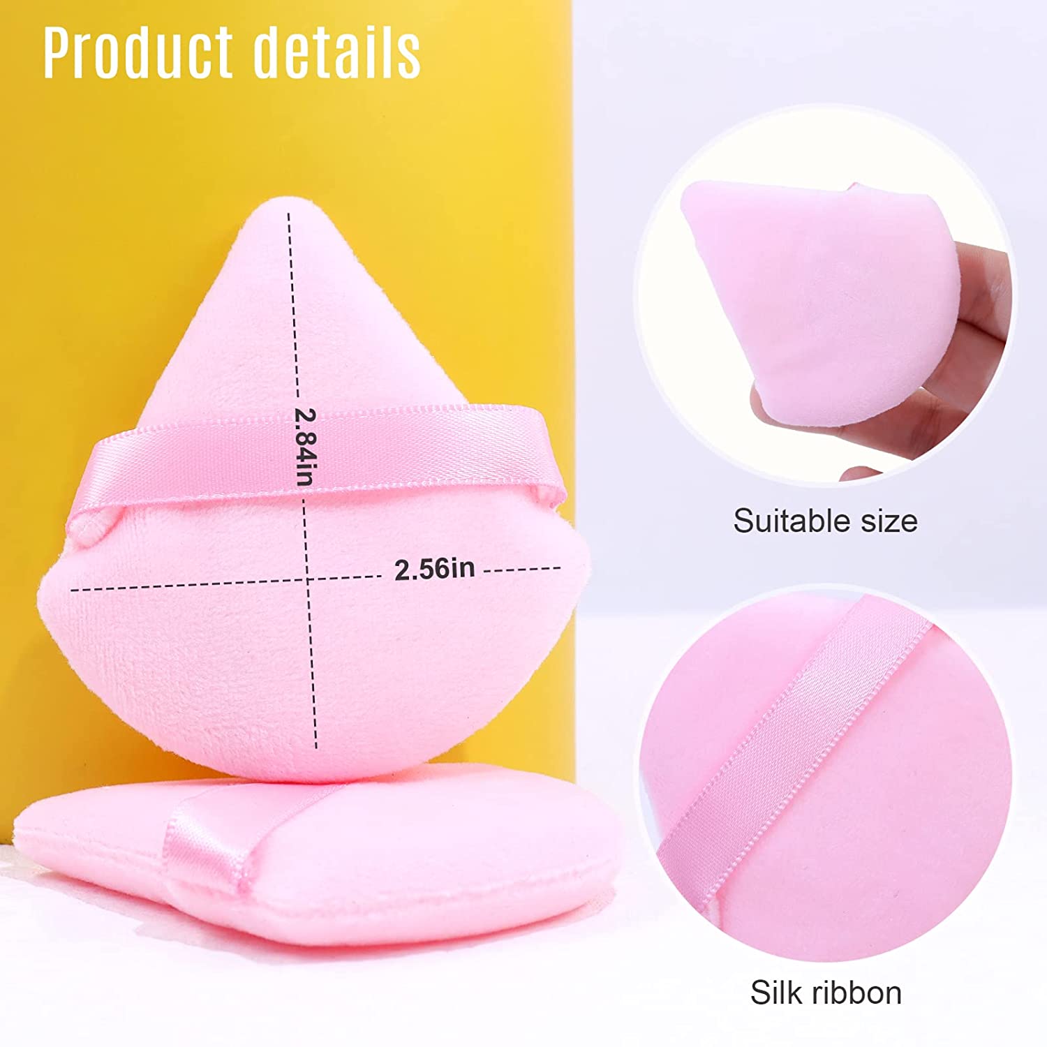 Foonbe Triangle Powder Puff For Loose Powder & Liquid Cosmetic, Soft Plush Powder Puff, Powder Puffs For Face Powder, Makeup Foundation Puff Makeup Tool (Black)
