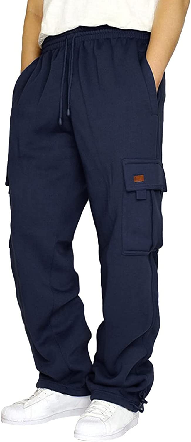 Mens Pants Classic Fit Pocket, Men's Sweatpants Lounge Yoga Pants Straight Leg Male Sweat Pants with Pockets