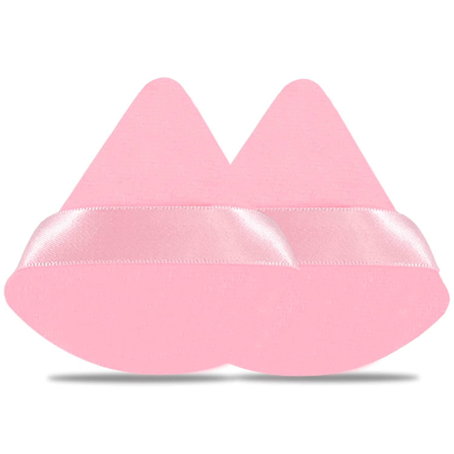 2 Pieces Powder Puff Face Cosmetic 2.76 Inch Soft Triangle Powder Puffs Washable Reusable Velour Cotton Puff Setting Makeup Sponge for Under Eyes and Face Corners Body Loose Powder Makeup Tool (Black)