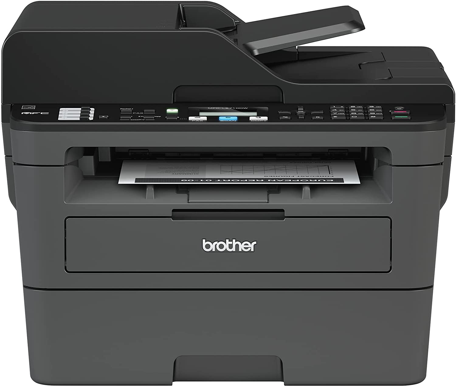 Brother Monochrome Laser, Compact All-In One, Multifunction Printer, MFCL2710DW, Wireless Networking and Duplex Printing,  Dash Replenishment Ready