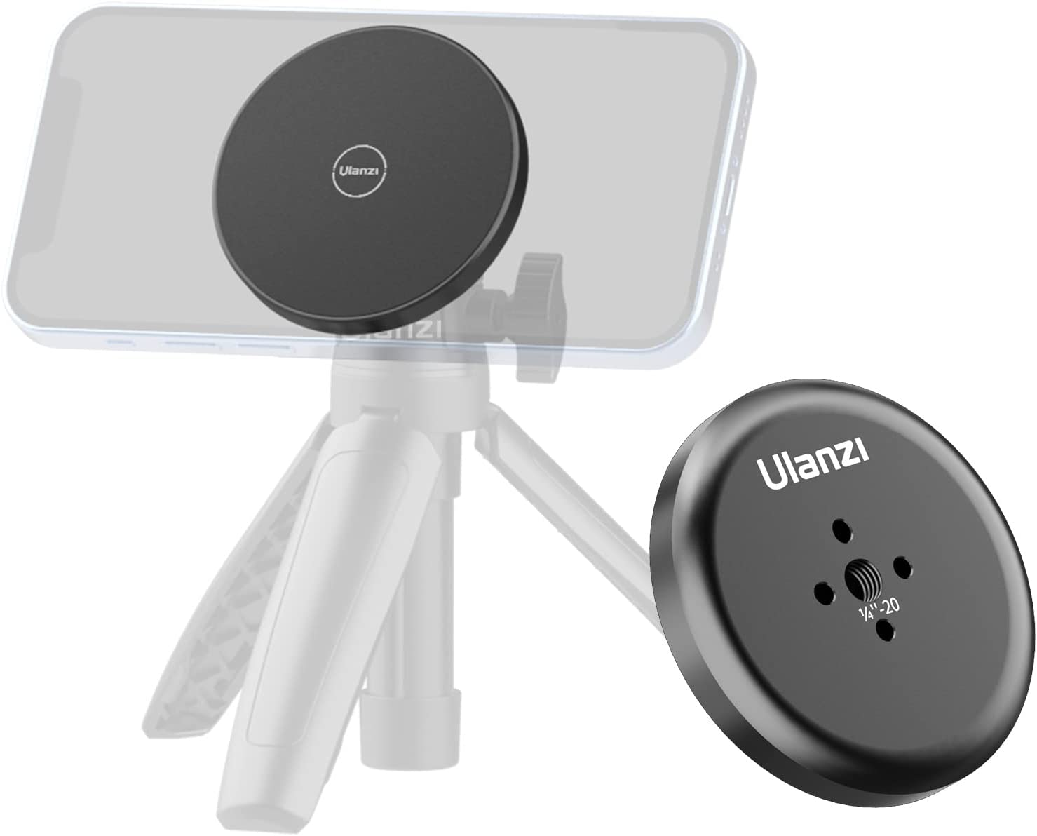 ULANZI R101 1/4" Mount for MagSafe Lightweight and Compact， Magnetic Tripod Adapter Only for iPhone13/12 Pro/Pro Max/Mini， Magsafe Case/Cover， Tripod， Selfie Stick， Live Broadcast Tripod