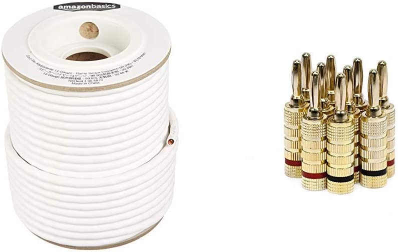  Basics 14-Gauge Audio Speaker Wire Cable - 99.9% Oxygen-Free Copper， 100 Feet
