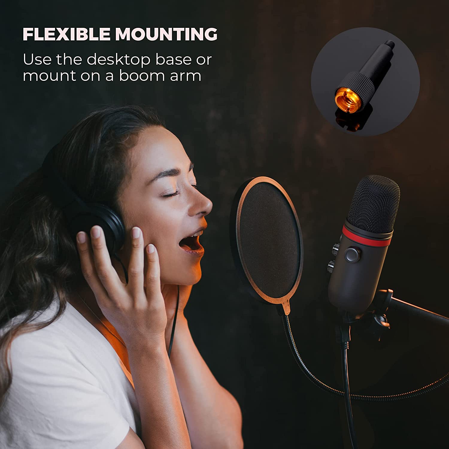 AUDIOPRO USB Microphone - Computer Condenser Gaming Mic for PC/Laptop/Phone/PS4/5, Headphone Output, Volume Control, USB Type C Plug and Play, LED Mute Button, for Streaming, Podcast, Studio Recording