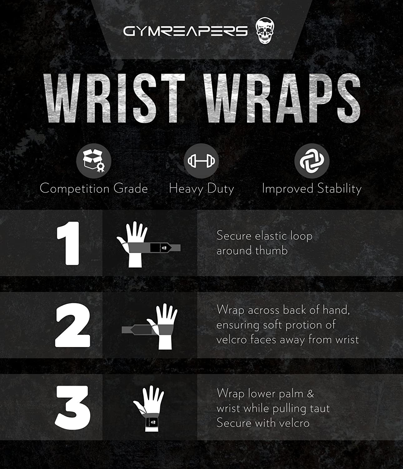 Gymreapers Weightlifting Wrist Wraps (IPF Approved) 18" Professional Quality Wrist Support with Heavy Duty Thumb Loop - Best Wrap for Powerlifting Competition, Strength Training, Bodybuilding