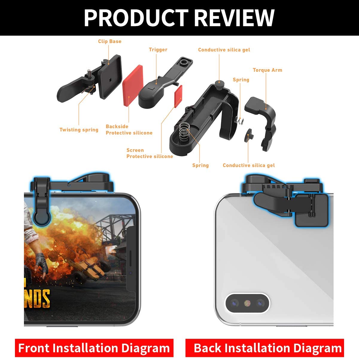 Mobile Game Trigger, Mobile Gaming Controller Compatible with PUBGG/Fortnitee/Call of Duty Mobile, IFYOO Z108 Aim & Fire Triggers for iPhone and Android Phone, 2 Pair with 2 pcs Finger Sleeves Red