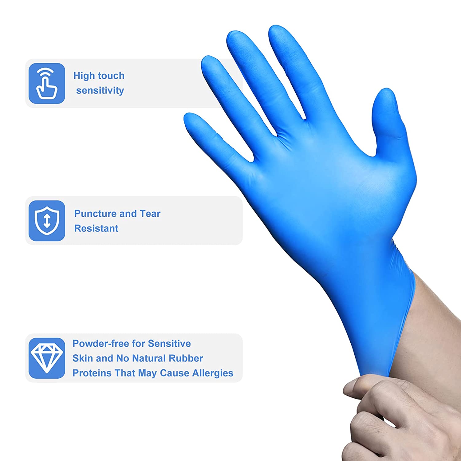 PEIPU Nitrile Gloves Disposable Gloves (Medium， 100-Count)， 4 Mil，Powder Free， Cleaning Service Gloves， Latex Free