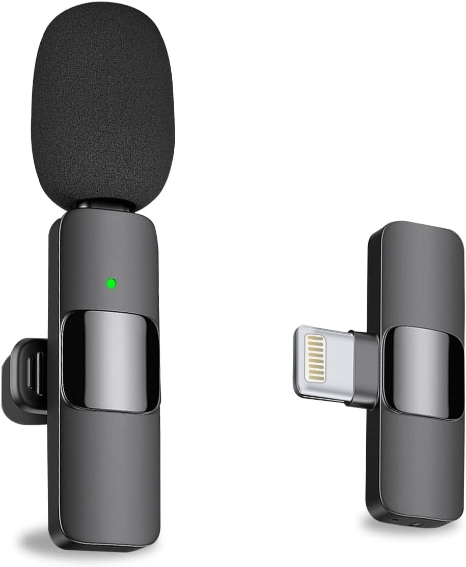 MAYBESTA Professional Wireless Lavalier Lapel Microphone for iPhone, iPad - Cordless Omnidirectional Condenser Recording Mic for Interview Video Podcast Vlog YouTube