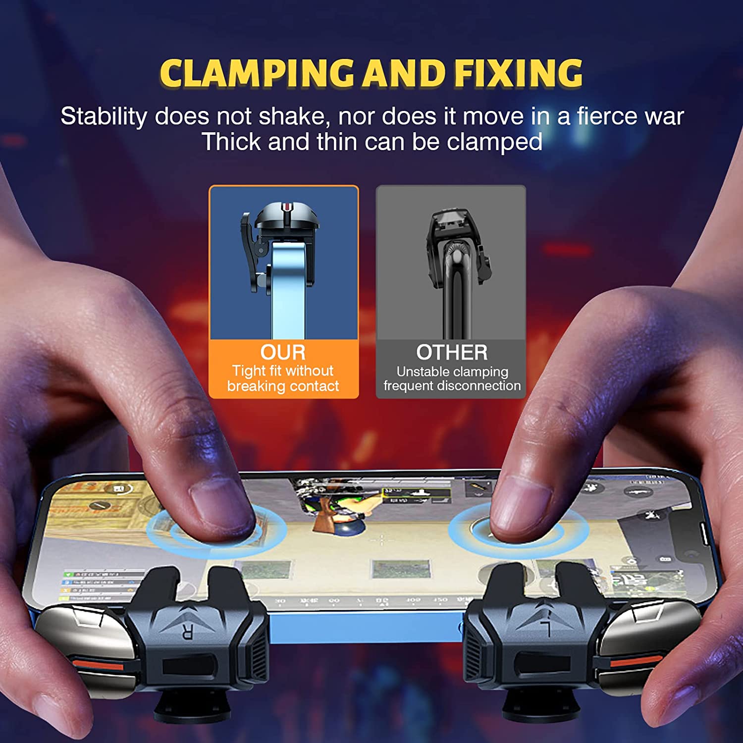 Newseego New Model Mobile Game Controller Trigger,Mobile Game Accessories 6 Finger Trigger Sensitive Shoot Target Buttons Smartphone Game Controller Gamepad for PUBG/Survival Rules/Knives Out