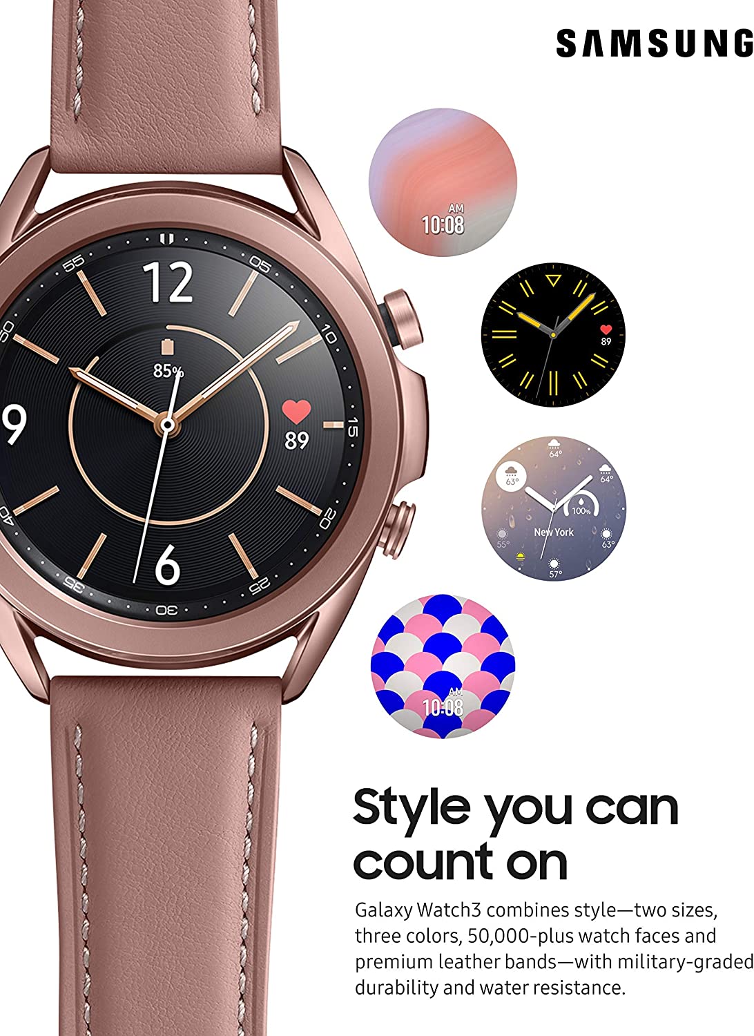Samsung Galaxy Watch 3 (45mm, GPS, Bluetooth) Smart Watch with Advanced Health Monitoring, Fitness Tracking , and Long Lasting Battery - Mystic Black (US Version) (Renewed)